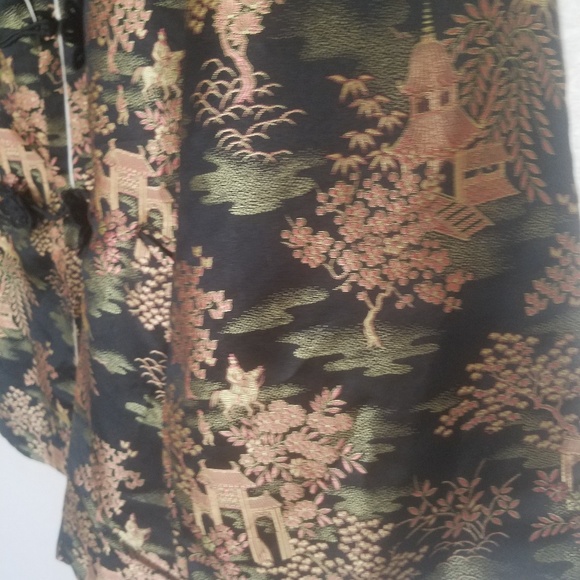 SOLD****Vintage Oriental Black Shiny Jacket Top L - Picture 3 of 8